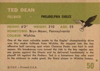 1961 Fleer #50 Ted Dean Back