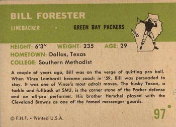 1961 Fleer #97 Bill Forester Back