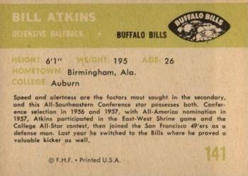 1961 Fleer #141 Bill Atkins Back