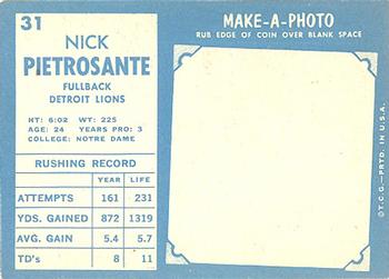 1961 Topps #31 Nick Pietrosante Back