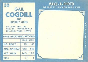 1961 Topps #32 Gail Cogdill Back