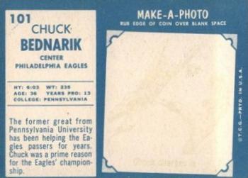 1961 Topps #101 Chuck Bednarik Back