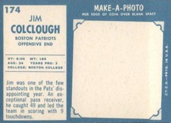 1961 Topps #174 Jim Colclough Back