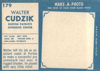 1961 Topps #179 Walt Cudzik Back