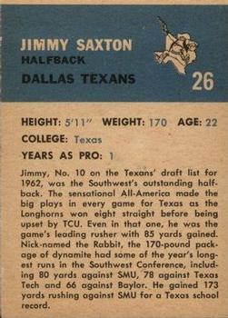 1962 Fleer #26 Jimmy Saxton Back