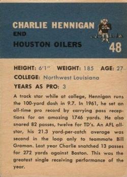 1962 Fleer #48 Charlie Hennigan Back