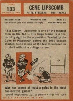 1962 Topps #133 Gene Lipscomb Back