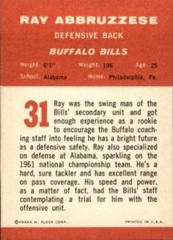 1963 Fleer #31 Ray Abruzzese Back