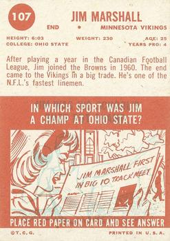 1963 Topps #107 Jim Marshall Back