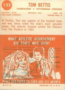 1963 Topps #132 Tom Bettis Back