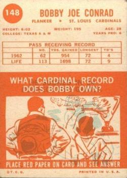 1963 Topps #148 Bobby Joe Conrad Back