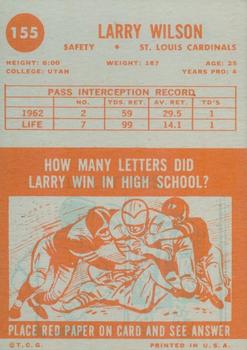 1963 Topps #155 Larry Wilson Back