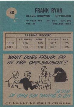 1964 Philadelphia #38 Frank Ryan Back