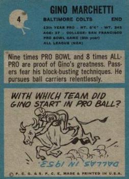 1964 Philadelphia #4 Gino Marchetti Back