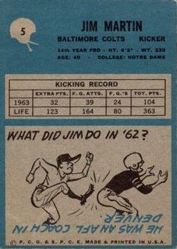 1964 Philadelphia #5 Jim Martin Back
