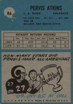 1964 Philadelphia #86 Pervis Atkins Back