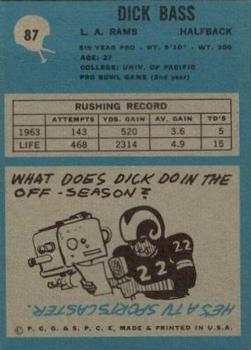 1964 Philadelphia #87 Dick Bass Back