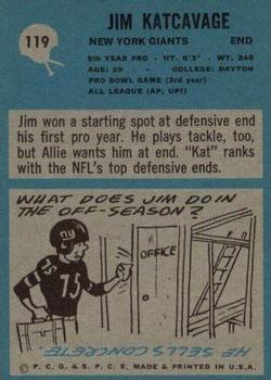 1964 Philadelphia #119 Jim Katcavage Back