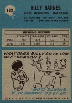 1964 Philadelphia #183 Billy Barnes Back