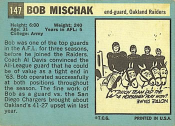 1964 Topps #147 Bob Mischak Back