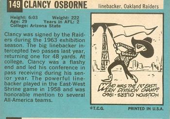 1964 Topps #149 Clancy Osborne Back