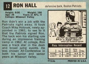 1964 Topps #12 Ron Hall Back