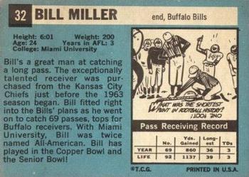 1964 Topps #32 Bill Miller Back