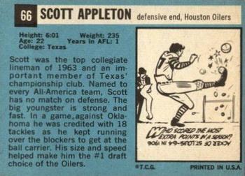 1964 Topps #66 Scott Appleton Back