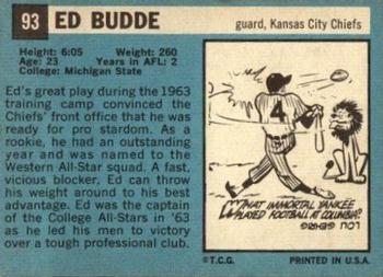 1964 Topps #93 Ed Budde Back