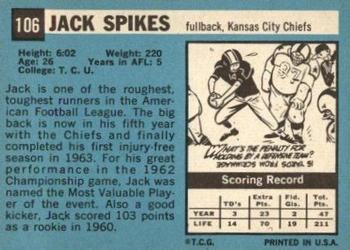 1964 Topps #106 Jack Spikes Back