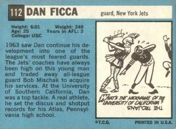 1964 Topps #112 Dan Ficca Back