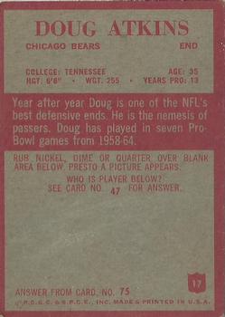 1965 Philadelphia #17 Doug Atkins Back