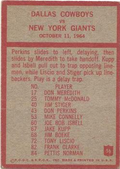 1965 Philadelphia #56 Cowboys Play of the Year - Tom Landry  Back
