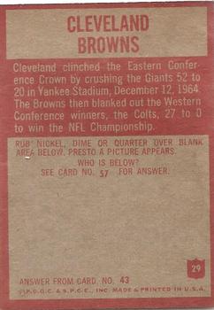 1965 Philadelphia #29 Cleveland Browns Back