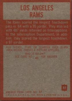 1965 Philadelphia #85 Los Angeles Rams Back