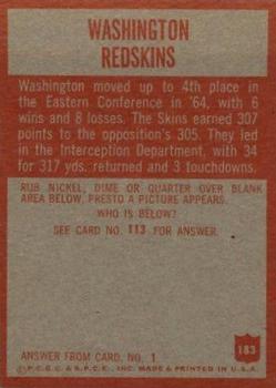1965 Philadelphia #183 Washington Redskins Back