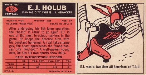 1965 Topps #103 E.J. Holub Back