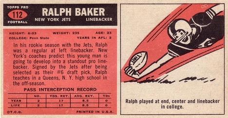 1965 Topps #112 Ralph Baker Back