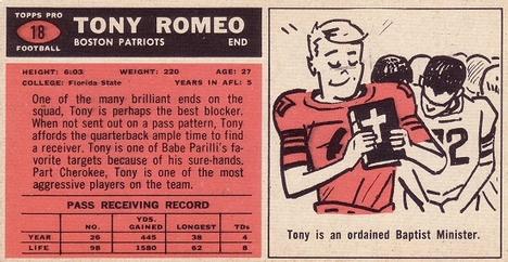 1965 Topps #18 Tony Romeo Back