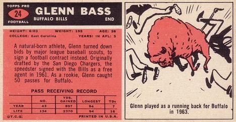 1965 Topps #24 Glenn Bass Back