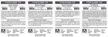 1991 BYU Cougars Safety - Panels #NNO Ty Detmer / Scott Charlton / Rocky Biegel / Josh Arnold Back