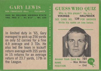 1966 Philadelphia #178 Gary Lewis Back
