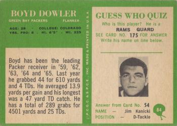 1966 Philadelphia #84 Boyd Dowler Back