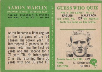 1966 Philadelphia #99 Aaron Martin Back