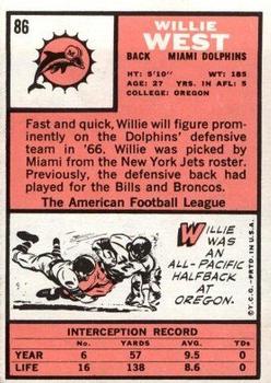 1966 Topps #86 Willie West Back