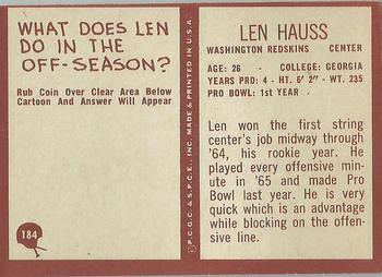 1967 Philadelphia #184 Len Hauss Back