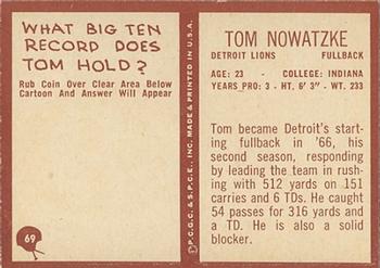 1967 Philadelphia #69 Tom Nowatzke Back