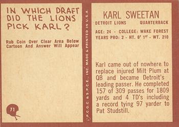 1967 Philadelphia #71 Karl Sweetan Back