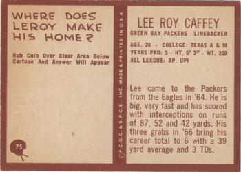 1967 Philadelphia #75 Lee Roy Caffey Back