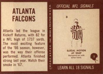 1967 Philadelphia #1 Atlanta Falcons Back
